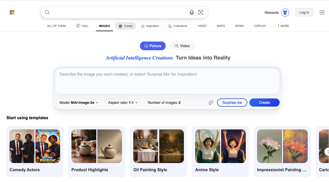 Bing Image Creator — free DALL-E image generation through Microsoft Bing.