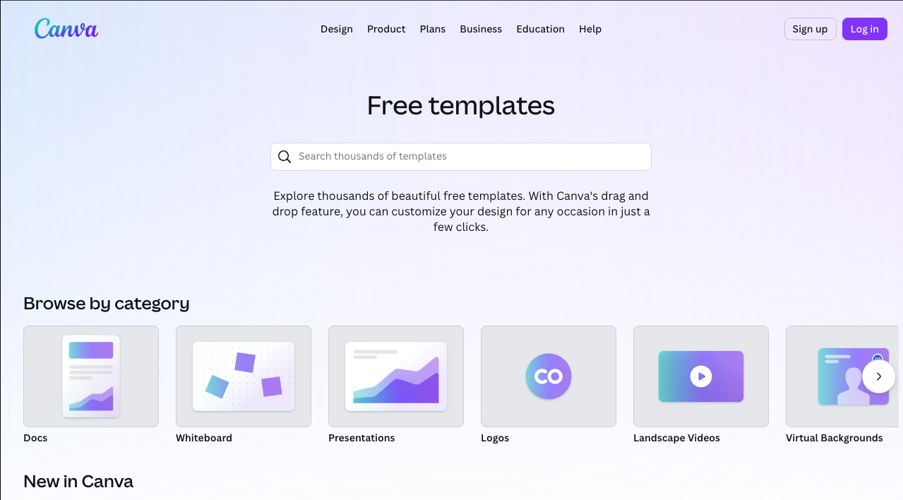 Canva — template-led design tool with AI features added.
