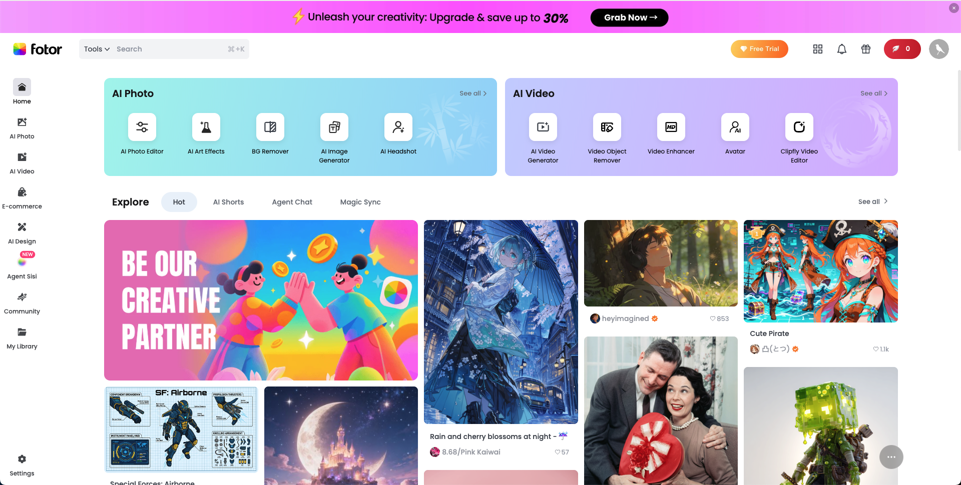 Fotor — photo editing, AI tools, and templates in one workspace.