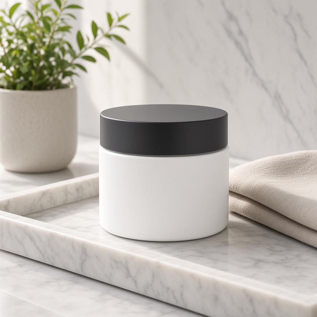 Lifestyle product photo of the same jar