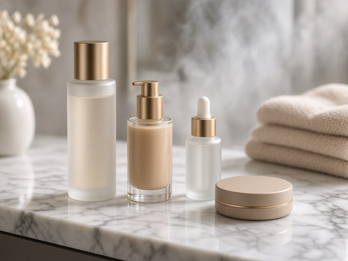 Cosmetics product in a polished vanity scene