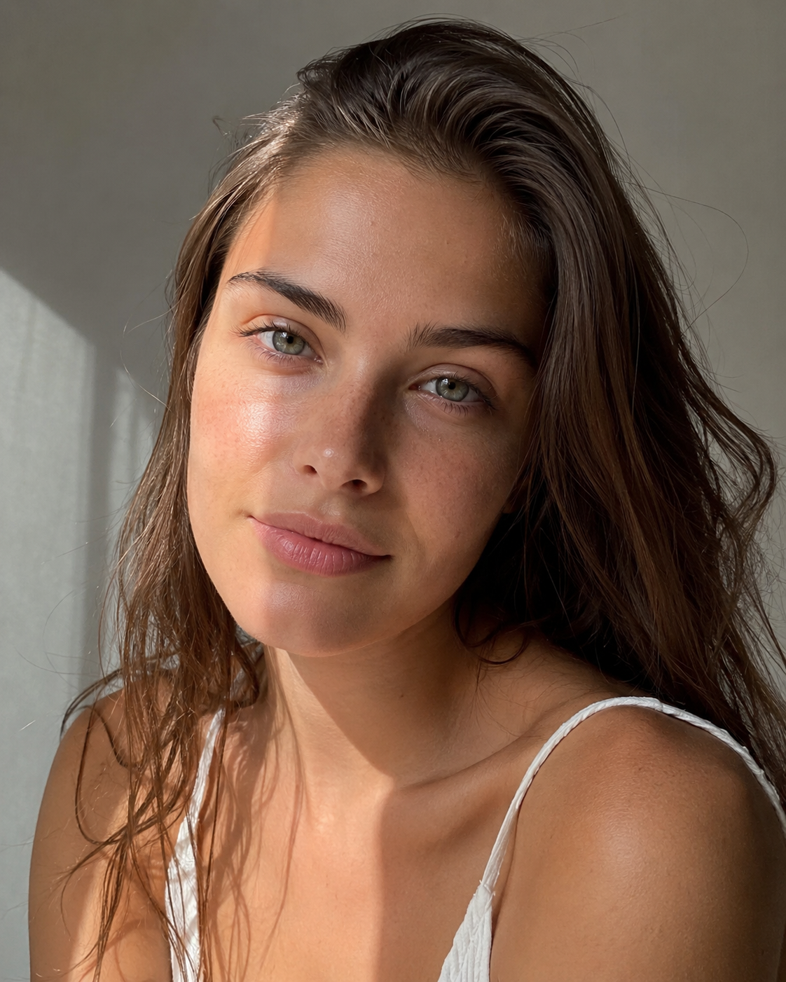 Portrait before AI natural makeup styling